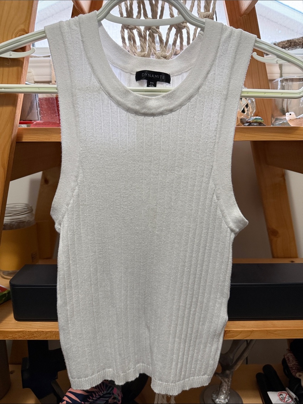 Dynamite White Ribbed Tank Top - Picture 2 of 2